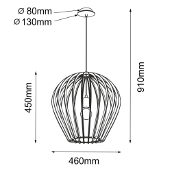rysunek techniczny Antigo Lampa wisząca Bala - Naturalna sklejka (460 mm) 5016