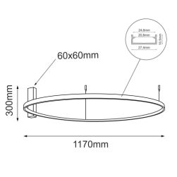 rysunek techniczny Antigo Plafon Agari 117 - Złoty (1170 mm) 3000K 1354