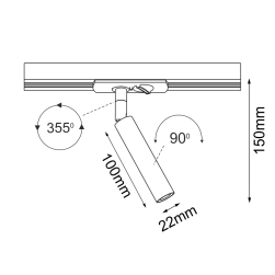 rysunek techniczny Antigo Spot Ace track 22 - Czarny - Szynoprzew&oacute;d 1F 230V 6250