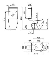 rysunek techniczny Arquitect spłuczka WC biały 100067646
