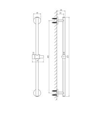 rysunek techniczny Drążek prysznicowy 66 cm miedź szczotkowana DR12CPB