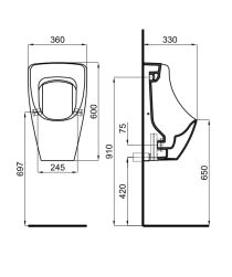 rysunek techniczny Forma pisuar wiszący biały 100308069