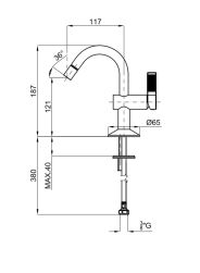 rysunek techniczny Lignage bateria bidetowa stojąca chrom 100241762