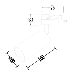 rysunek techniczny Milagro Pipe Track Czarny 1xGU10