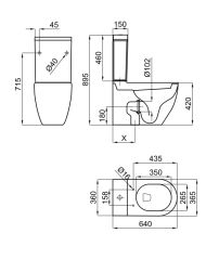rysunek techniczny Noken Arquitect miska WC stojąca biały 100278739