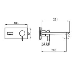 rysunek techniczny Oxo bateria umywalkowa podtynkowa chrom 100283338