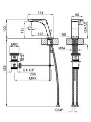 rysunek techniczny Oxo bateria umywalkowa stojąca chrom 100272318