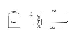 rysunek techniczny Oxo wylewka wannowa ścienna chrom 100283326