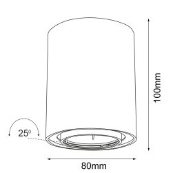 rysunek techniczny Plafon Point H 80 move - Czarny (100 mm) 1258