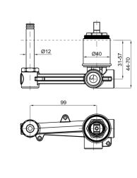 rysunek techniczny Project Line korpus wewnętrzny baterii podtynkowej 100318265