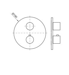 rysunek techniczny Rondo bateria wannowo-prysznicowa podtynkowa termostatyczna chrom 100124173