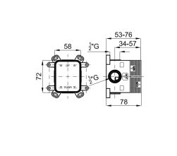 rysunek techniczny Smart Box korpus elementu podtynkowego mieszaczowy 100124166