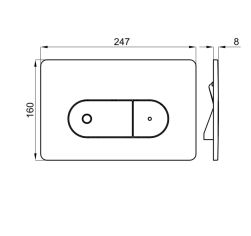 rysunek techniczny Smart Line Oval przycisk spłukujący do stelaży podtynkowych chrom 100104502