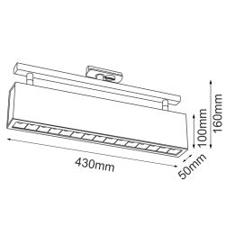 rysunek techniczny Spot A - Glare track 15 - Czarny - Szynoprzew&oacute;d 1F 230V 3000K 6330
