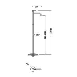 rysunek techniczny Study bateria umywalkowa wolnostojąca chrom 26285305