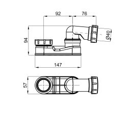 rysunek techniczny Syfon wannowy biały 100304809