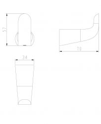 rysunek techniczny Saco haczyk na ręcznik pojedynczy chrom SA54110CR