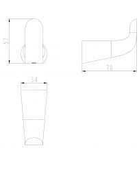 rysunek techniczny Saco haczyk na ręcznik pojedynczy chrom/biały SA54110CRB