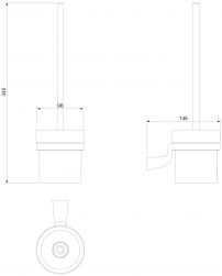 rysunek techniczny Saco szczotka toaletowa wisząca chrom/biały SA54620CRB