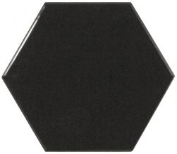 Equipe czarny  hexagon na ściane 12,4x10,7 kafle do łazienki kuchni  połysk