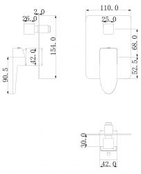 rysunek techniczny Siena bateria wannowo-prysznicowa podtynkowa chrom SN7335CR