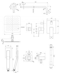 rysunek technicznyParma zestaw prysznicowy podtynkowy nikiel SYSPM21IN