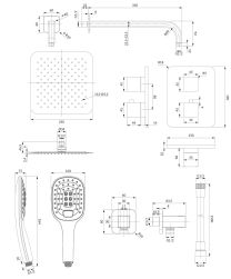 rysunek techniczny Slide zestaw prysznicowy podtynkowy termostatyczny chrom SYSSL11CR