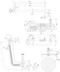 rysunek techniczny Y zestaw wannowy podtynkowy chrom SYSY32GCCR