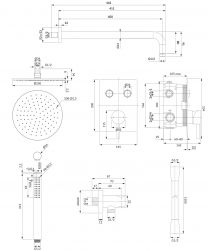rysunek techniczny Y zestaw prysznicowy podtynkowy chrom SYSY33GCCR