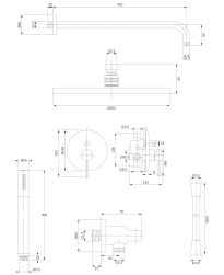 rysunek techniczny Y zestaw prysznicowy podtynkowy miedź SYSY35CP