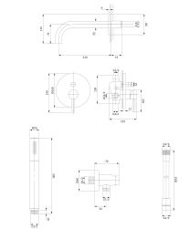 rysunek techniczny Y zestaw wannowy podtynkowy miedź szczotkowana SYSYW01CPB