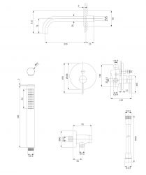 rysunek techniczny Y zestaw wannowy podtynkowy chrom SYSYW01CR