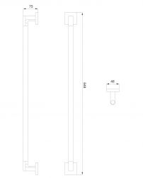 rysunek techniczny Tyber wieszak na ręcznik 65 cm chrom TB50216CR