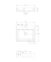 rysunek techniczny Thasos M+ umywalka nablatowa/wisząca prostokątna 42x50 cm biała Thasos500BP