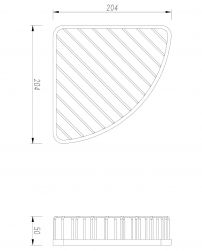 rysunek techniczny Uni koszyk prysznicowy narożny chrom UN10330CR