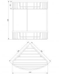 rysunek techniczny Uni koszyk prysznicowy narożny podwójny chrom UN3509CR