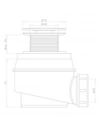 rysunek techniczny syfon brodzikowo-wannowy czarny mat WB01XBL