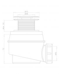 rysunek techniczny syfon brodzikowo-wannowy biały połysk WB01XBP