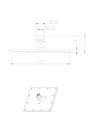 rysunek techniczny Slimline deszczownica kwadratowa mosiężna 20 cm chrom WG220CR