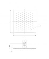 rysunek techniczny Ultra Slimline deszczownica kwadratowa 20 cm chrom WGU220/KCR