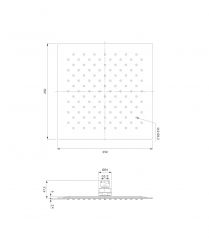 rysunek techniczny Ultra Slimline deszczownica kwadratowa 25 cm chrom WGU225/KCR