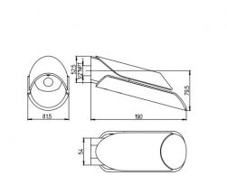 rysunek techniczny Morgana wylewka umywalkowa chrom 73CR430VR