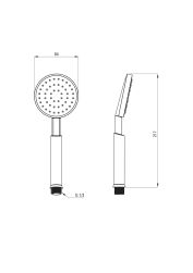 rysunek techniczny Temisto słuchawka prysznicowa 1-funkcyjna czarna XDCT0SLZ1