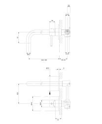 rysunek techniczny Y bateria umywalkowa podtynkowa miedź Y1215HCP