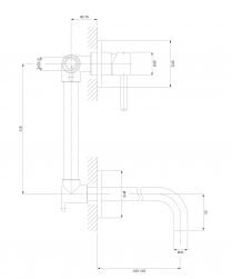 rysunek techniczny Y bateria umywalkowa podtynkowa czarna Y1215NBL