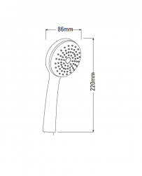 rysunek techniczny Symetrio słuchawka prysznicowa chrom NET_051S