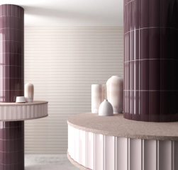 Wnętrze, dekoracyjne kolumny wyłożone płytkami Equipe Vibe In Fair Pink Gloss 6,5x20