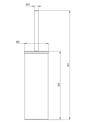 rysunek techniczny Deante Round Szczotka WC wolnostojąca czarna ADR_N712