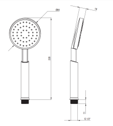 rysunek techniczny Deante Temisto Bateria wannowa z zestawem prysznicowym mosiądz BQT_M11D