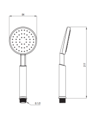 rysunek techniczny Deante Temisto Bateria wannowa 4-otworowa z zestawem prysznicowym mosiądz BQT_M14D